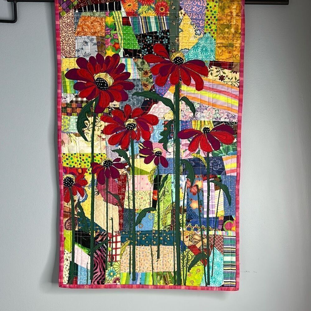Handmade Quilted Colorful Floral Wall Decoration